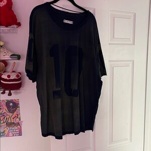 Free People Green and Navy Jersey Top